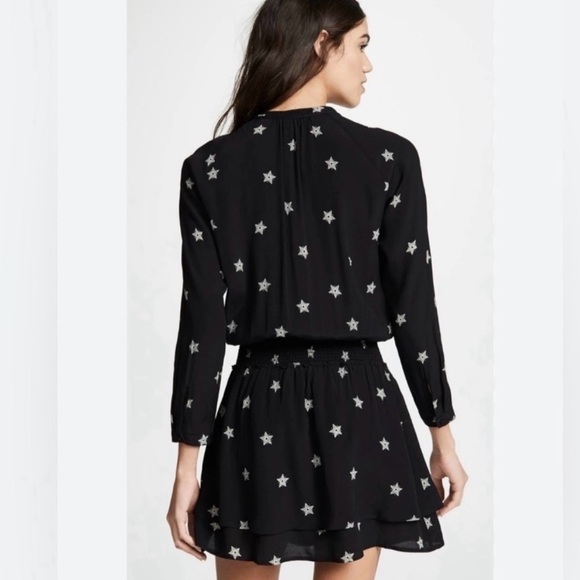 Rails Jasmine Black Mini Star Dress, Size M, flowy, long sleeve - Picture 2 of 7